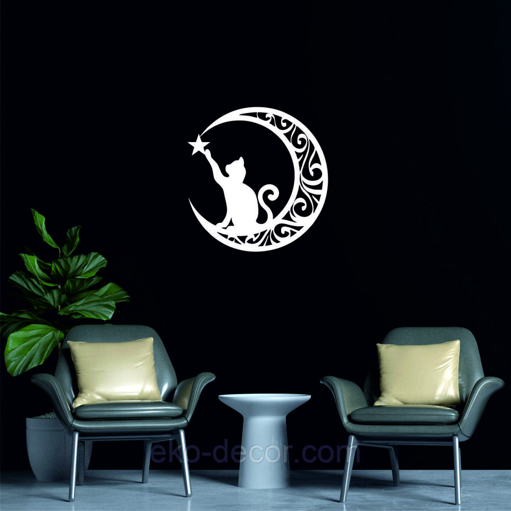 Декоративное настенное 3D Панно «Кот» Декор на стену с объемом 90*87 см, Белый Киев - изображение 4