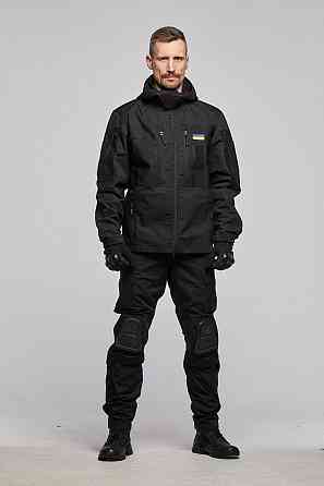 Армійські чорні чоловічі літні штани ,військові штани ріп стоп з наколінниками і липучками під коліно Львів