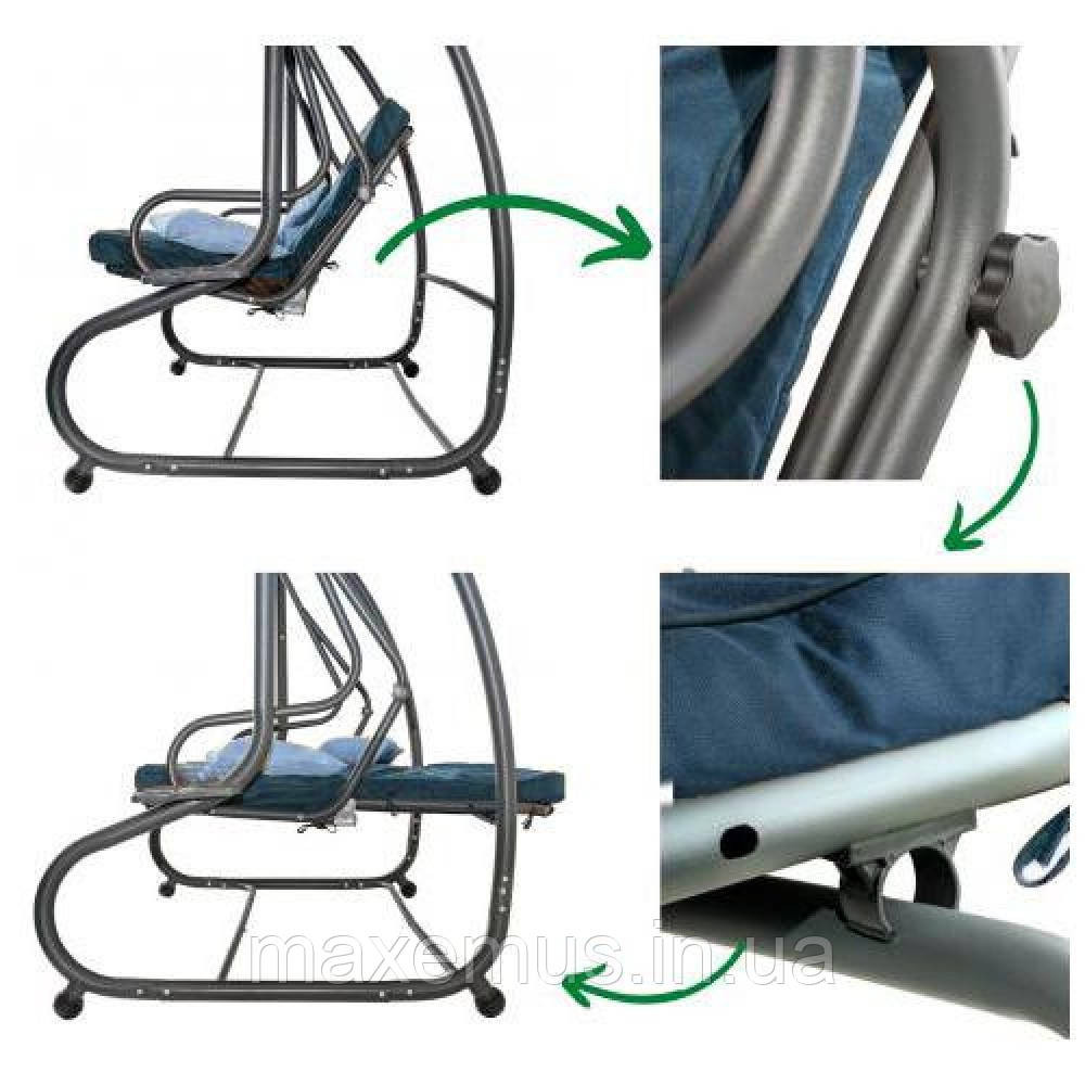 Садовые качели Bonro Garden четырехместная раскладная с навесом качели для сада и дачи серая Мостиська - фото 19