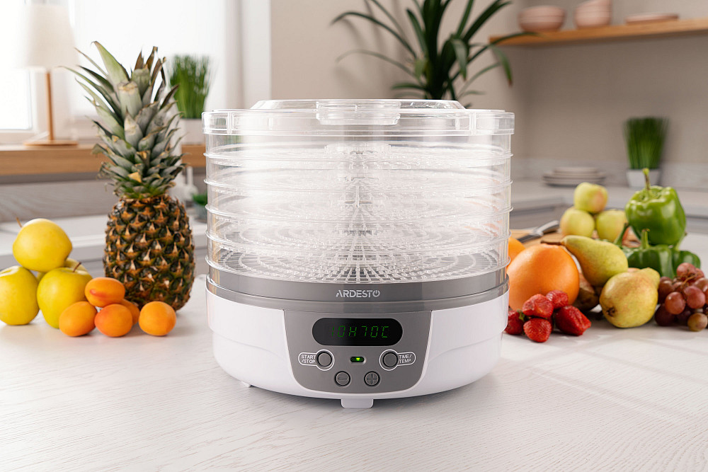 Сушарка для продуктів ARDESTO FDB-5321T, 250Вт, піддонів -5x3см, діаметр-32см, макс-70°С, таймер, електр. управління, пластик , білий Киев - изображение 4