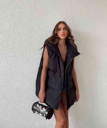 Жилетка жіноча з капюшоном осіння Чорний 48-52 Харків