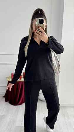 Жіночий базовий в'язаний костюм-двійка з ангори Чорний, 46/48 Одеса