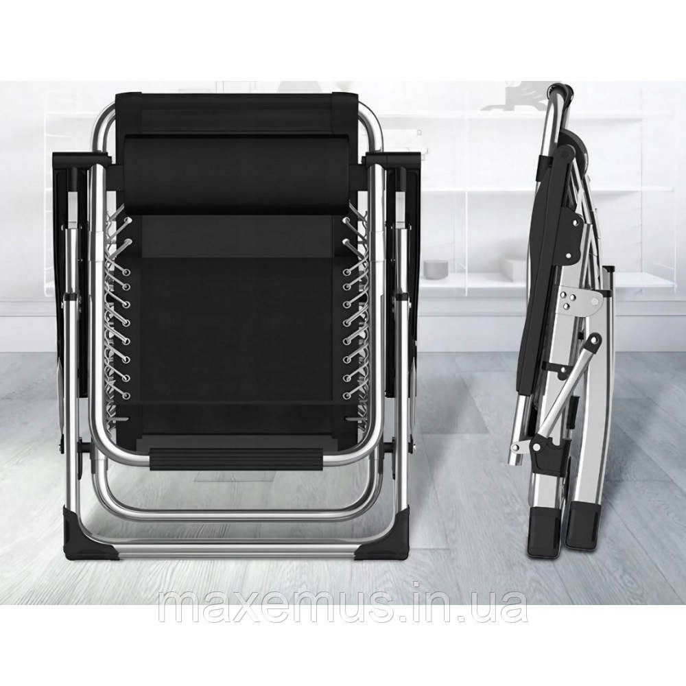 Раскладное кресло шезлонг туристический Bonro BG-006 черный + карман Садовый лежак пляжный шезлонг Мостиска - изображение 5