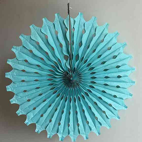 Веер бумажный декоративный 12 см тифани голубой Киев