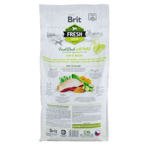 Сухий корм Brit Fresh для дорослих активних собак, з качкою та пшоном, 12 кг Київ