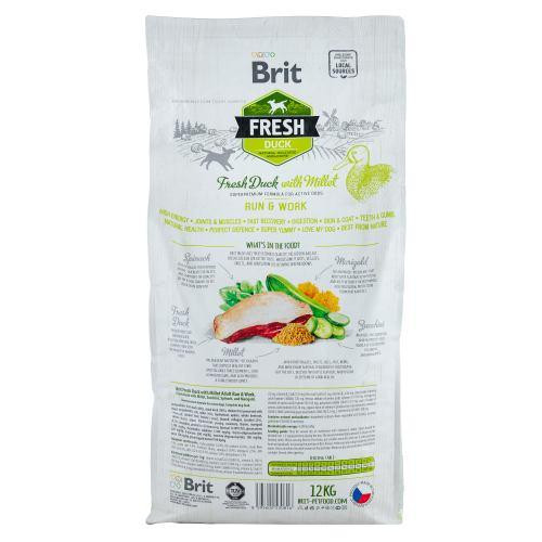 Сухий корм Brit Fresh для дорослих активних собак, з качкою та пшоном, 12 кг Київ - фото 3