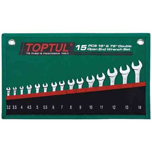 Набор ключей рожковых TOPTUL 15 шт. 3,2-14мм 15°х75° GRAJ1501 Чернигов