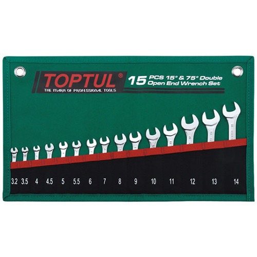 Набор ключей рожковых TOPTUL 15 шт. 3,2-14мм 15°х75° GRAJ1501 Чернигов - изображение 1
