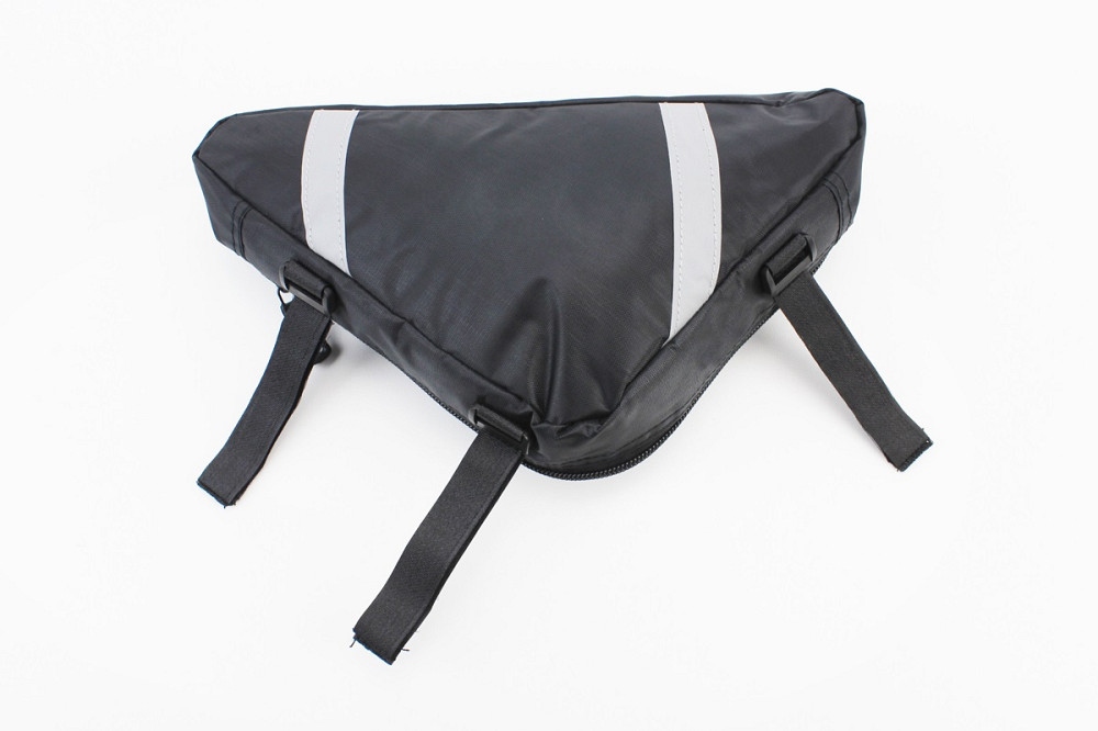 Сумка під раму трикутна 280х220х200мм, кріпл. на липучці, вологозахисна, світловідбиваючі смуги, чорна Київ - фото 2