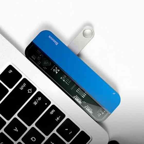 USB-Hub Baseus Transparent Series Dual Type-C Multifunctional HUB Adapter Blue Київ