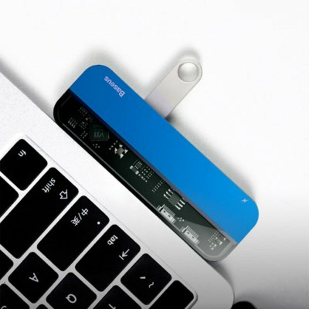 USB-Hub Baseus Transparent Series Dual Type-C Multifunctional HUB Adapter Blue Київ - фото 2