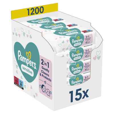 Дитячі вологі серветки Pampers Sensitive 15 x 80 шт. (8001841063188) Вінниця