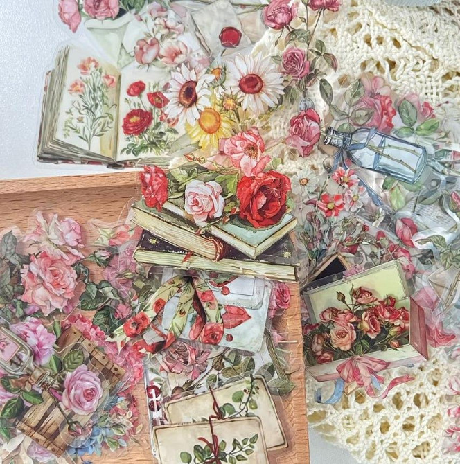 Набір вінтажних квіткових стікерів – 50 шт Київ - фото 4