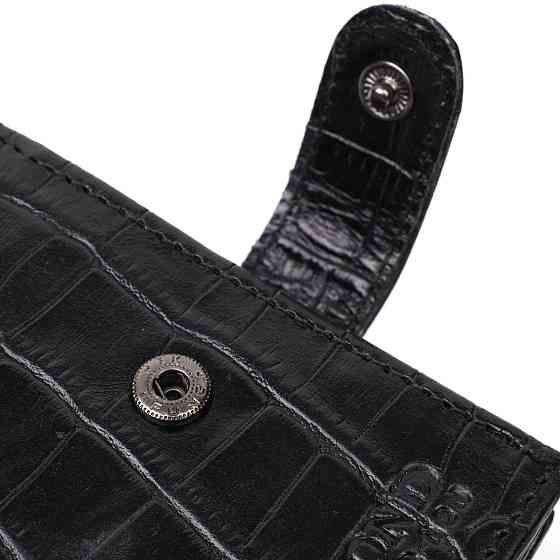 Місткий гаманець середнього розміру для чоловіків з натуральної шкіри з тисненням під крокодила BOND 22000 Чорний Київ
