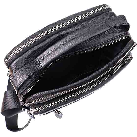 Вертикальная мужская сумка из натуральной кожи Черный (Vintage) Киев