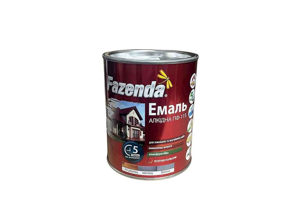 Емаль алкідна ПФ-115 Коричневий 0,9кг ТМ FAZENDA Київ - фото 1