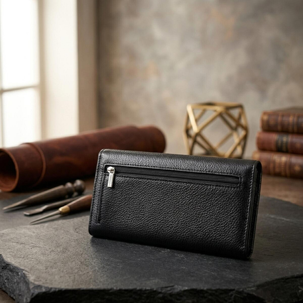 Женский вертикальный кошелек на магнитах из натуральной кожи ST Leather 22538 Черный Киев - изображение 14