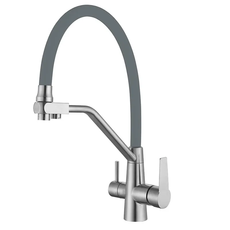 Кухонний змішувач Mixxus FUL-021 із сірим силіконовим виливом та виходом для питної води (MI6020) Харків - фото 1