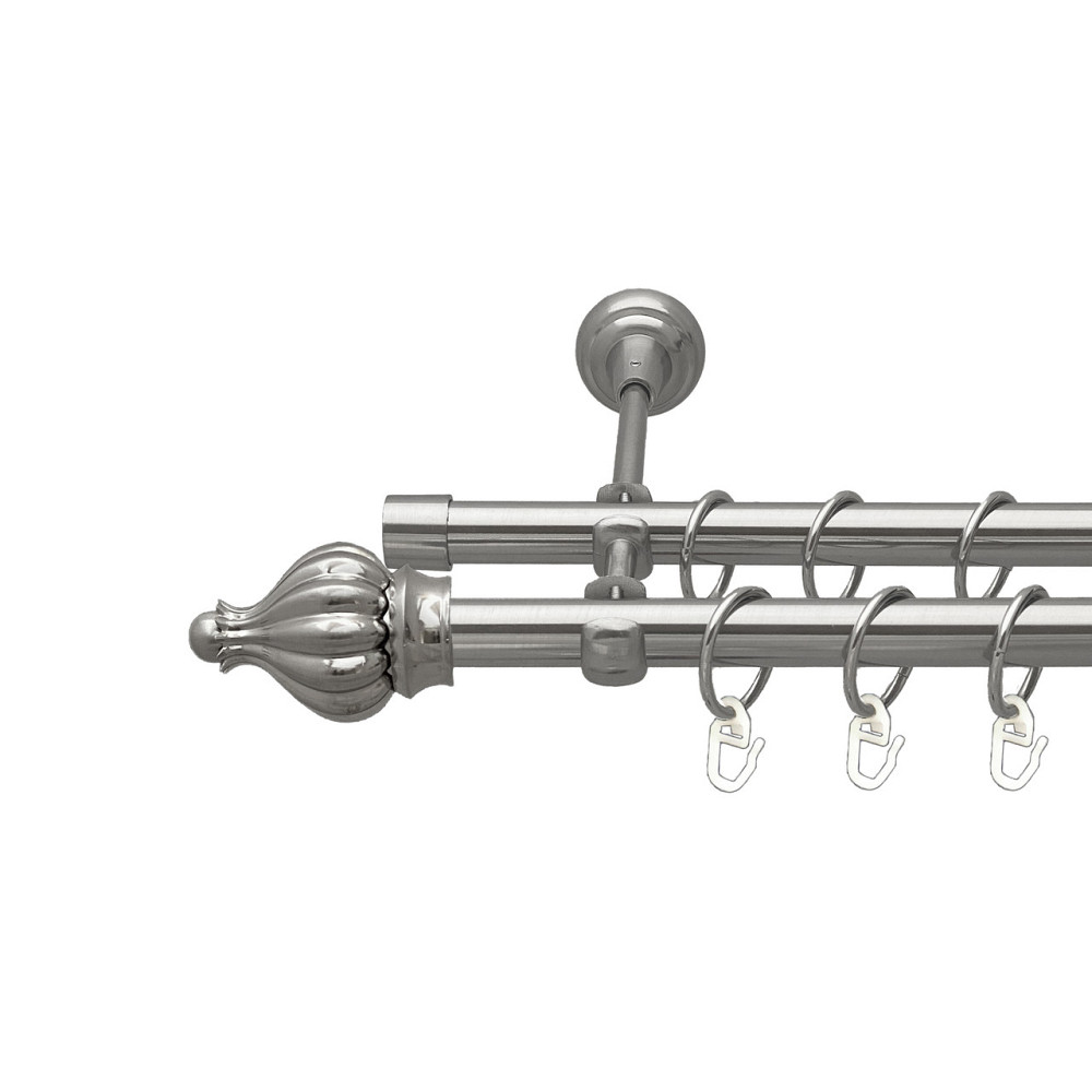 Карниз Orvit Таджа металевий дворядний відкритий Нержавіюча Сталь 19\19 мм 240 см (00-00016096) Львов - изображение 1