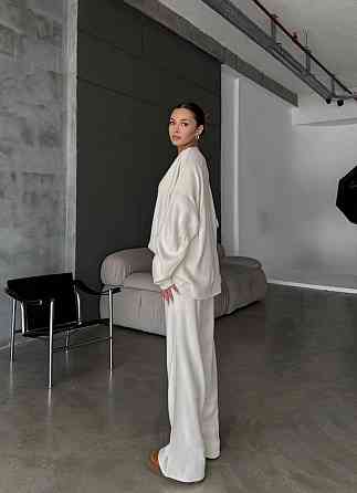 Женский уютный базовый костюм двойка из турецкой ангоры-кашемир Молочный, 46/48 Одесса