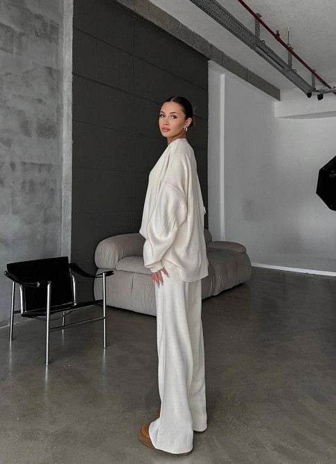 Женский уютный базовый костюм двойка из турецкой ангоры-кашемир Молочный, 46/48 Одесса - изображение 2