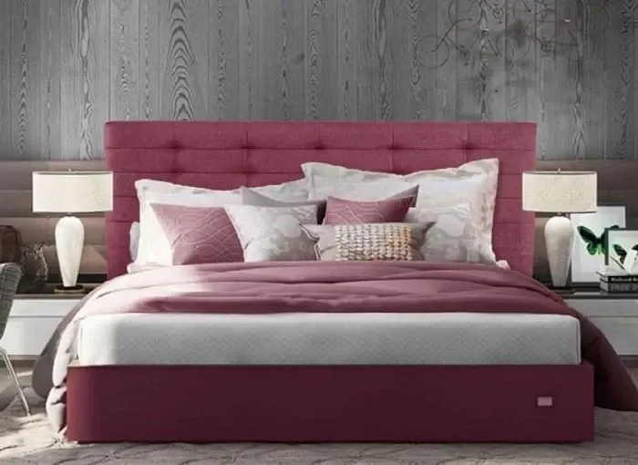 Кровать Двуспальная Erika VIP 180 х 200 см С дополнительной металлической цельносварной рамой Бордовый Киев - изображение 1