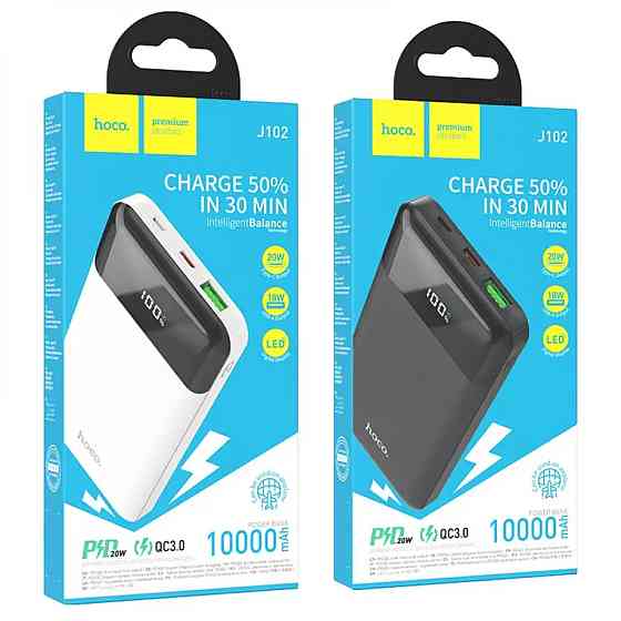 Зовнішній акумулятор HOCO J102 Cool figure PD20W+QC3.0 power bank(10000mAh) Black Киев