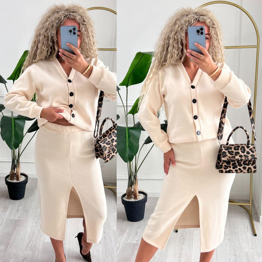 Жіночий неймовірний костюм кардиган + спідниця ангора в'язання на трикотажі Молочний, 50/52 Одеса - фото 10