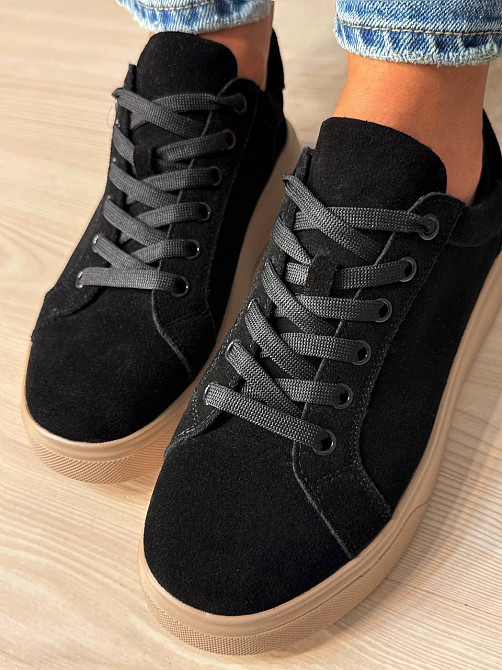 Кеди жіночі Hengji 85-9 натуральний замш на платформі чорні, 40, 25,5 см Одеса - фото 7