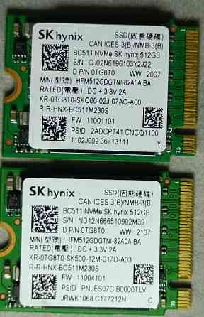 ЯК НОВІ! SSD диск Hynix BC511 512GB M2 NVMe 2230 PCIe 3.0 x4 100% здоровя! Харків