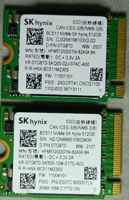 КАК НОВЫЕ! SSD диск Hynix BC511 512GB M2 NVMe 2230 PCIe 3.0 x4 100% здоровя! Харьков - изображение 3
