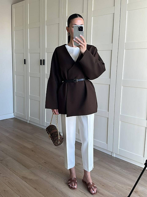 Женское классическое стильное пальто на подкладке с поясом турецкий кашемир Одесса - изображение 3