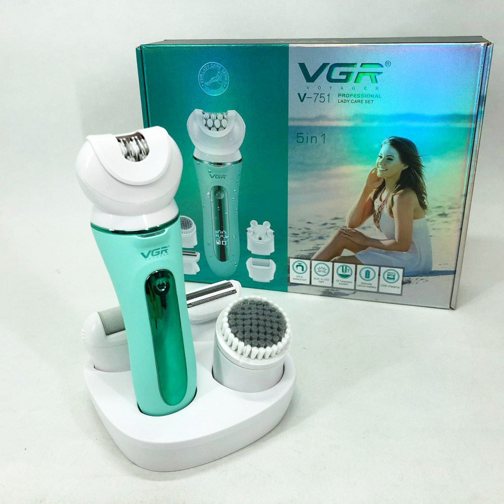 Жіночий акумуляторний епілятор для тіла VGR 5 в 1 V-751, Для чищення п'ят електрична TK-25 Івано-Франківськ - фото 2