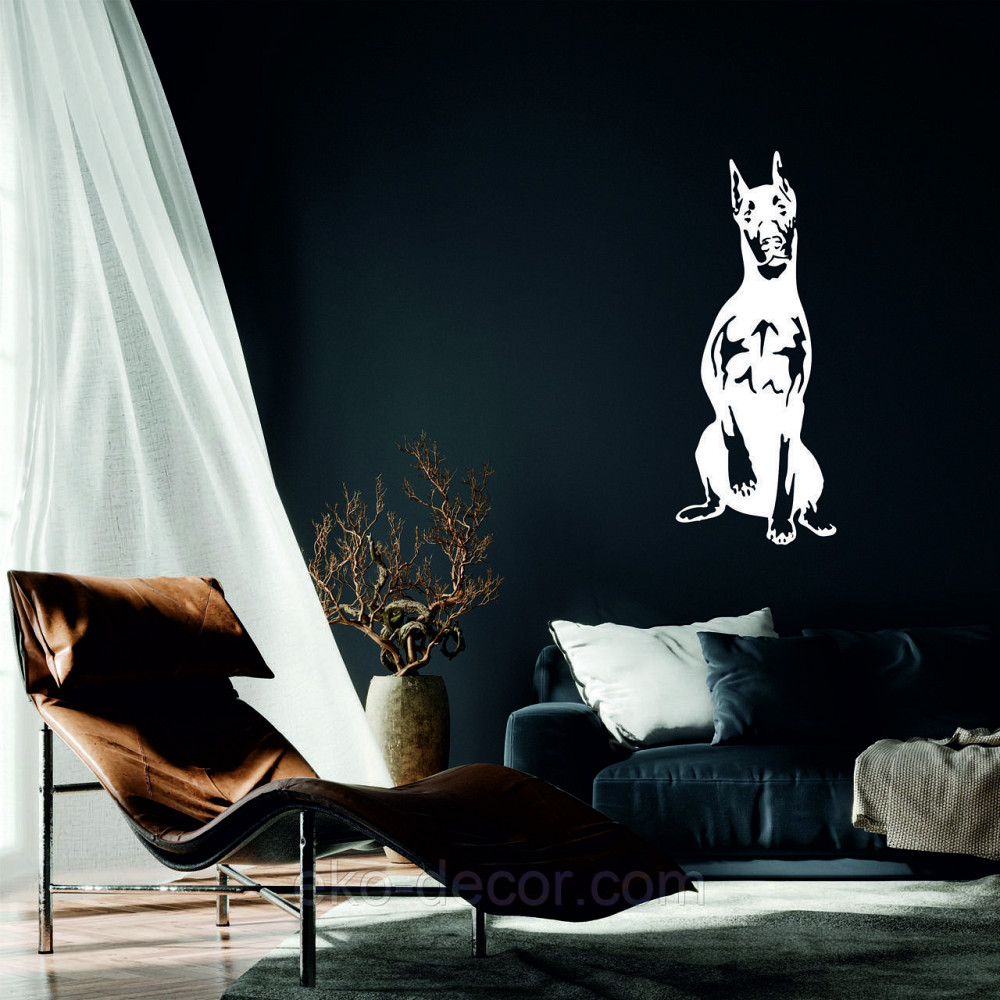 Декоративне настінне Панно «Доберман», Декор на стіну 110*44 см, Білий Київ - фото 1