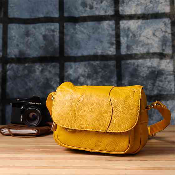 Шкіряна сумка для жінок на день Vintage 22969 Жовтий Київ