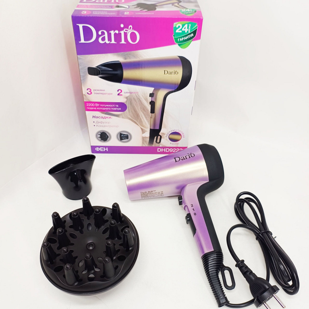Фен для укладки волос с функцией ионизации DARIO DHD9222 2200Вт, Фен с режимом ионизации VY-64 Львов - изображение 9