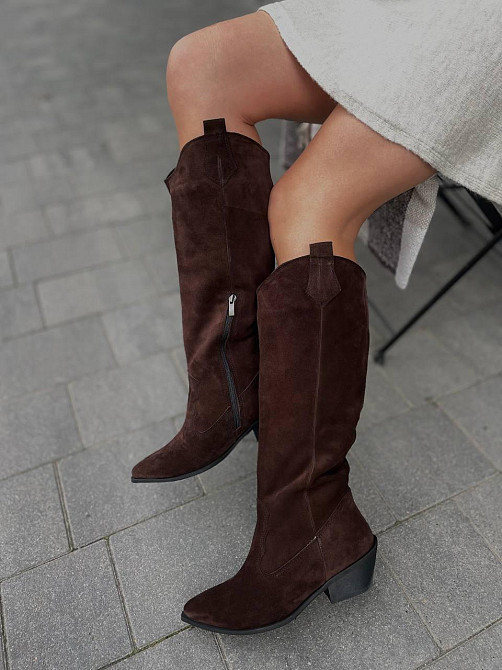 Edan Instruments Чоботи жіночі EDAN K/B шоколадні замша натуральна высота 36см обхват 39-40см к Коломыя - изображение 7