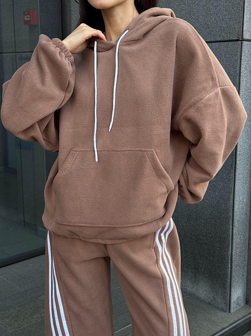 Женский теплый костюм двойка с лампасами из турецкого флиса Мокко, 42/44 Одесса - изображение 4