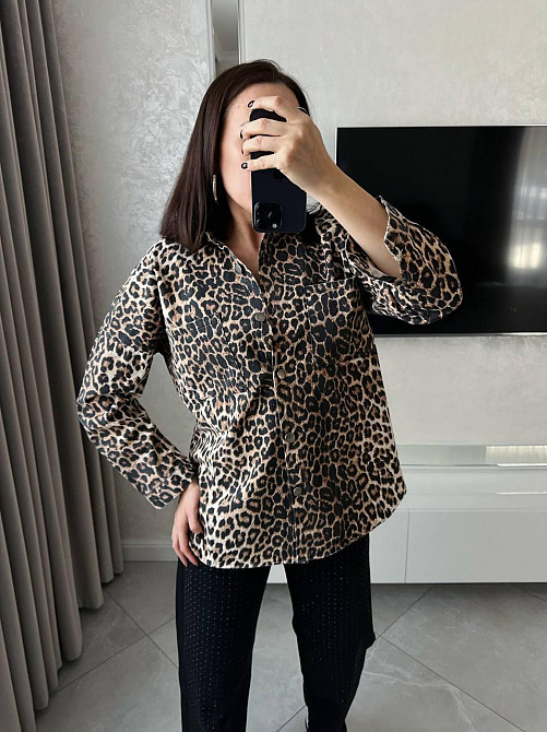 Жіноча стильна леопардова сорочка на металевих ґудзиках Моко, 44 Одеса - фото 1