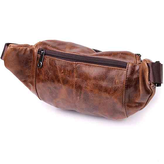 Бананка для мужчин в винтажном стиле из натуральной кожи Vintage sale_15106 Коричневый Киев