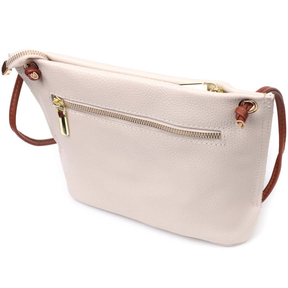 Женская трапециевидная сумка на плечо из натуральной кожи Vintage 22396 Белая Киев - изображение 2