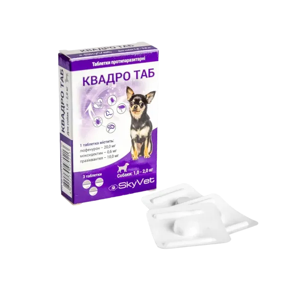 Таблетки Квадро ТАБ для собак весом 1-2 кг №3 Skyvet Винница