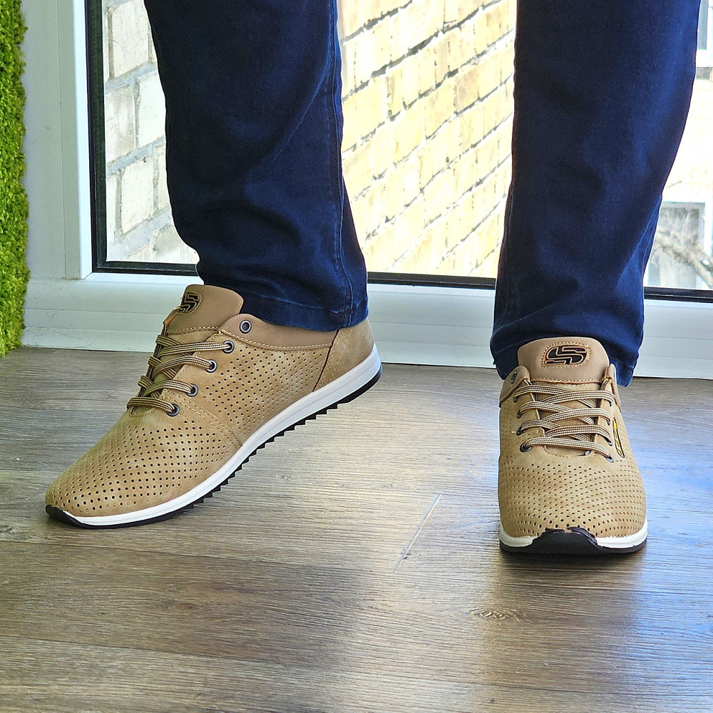 Чоловічі мокасини Літні Бежеві Туфлі Сіточка Коричневі Світлі (розміри: 40,41,42,43,44,45) - 207-4 Дніпро - фото 9