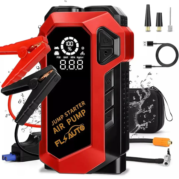 Пускозарядное устройство Jump StaRter для автомобиля 2000мАч с компрессором (Красный) Винница - изображение 2