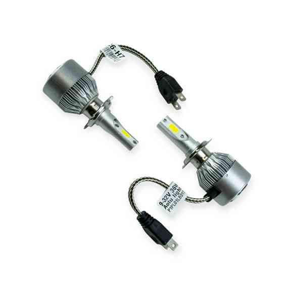 Автолампа H7 12V-24V C6 6000K CHIP COB (металл. корпус) радиатор с вентилятором LED Мукачево