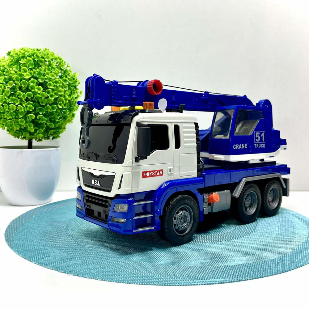Спецтехніка Автокран інерція звуки підсвічування гумові шини рухомі елементи Синій (666-51T) Чернигов - изображение 1
