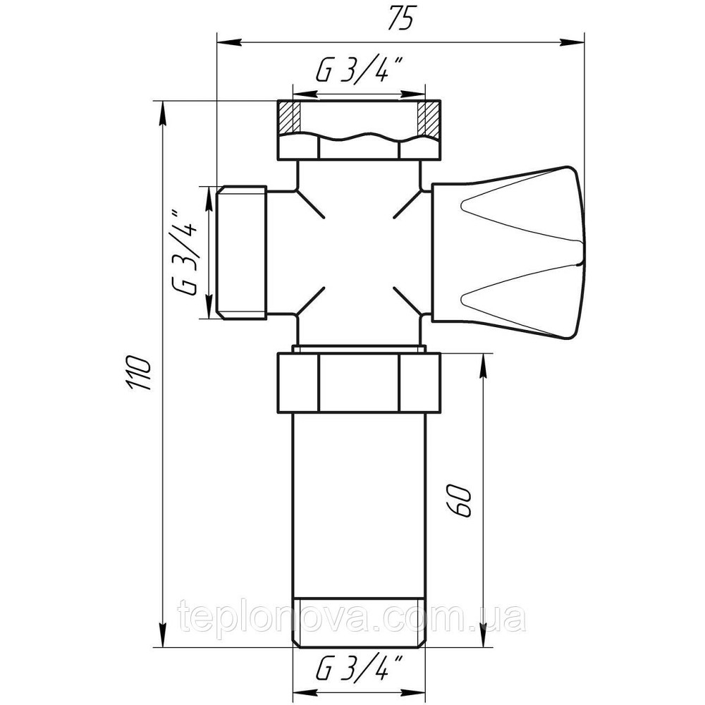 Кран вентильний для пральної машини Q PROFESSIONAL 3/4| x3/4| x3/4| з подовжувачем NV-QP170 Чернівці - фото 5