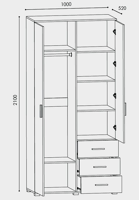 Шкаф прямой с зеркалом и ящиками Эверест Бриз ШП-4 нимфея альба (DTM-2481) Львов - изображение 3