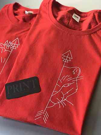 Красные Парные футболки для влюбленных парня и девушки -Лев \ Львица Черновцы