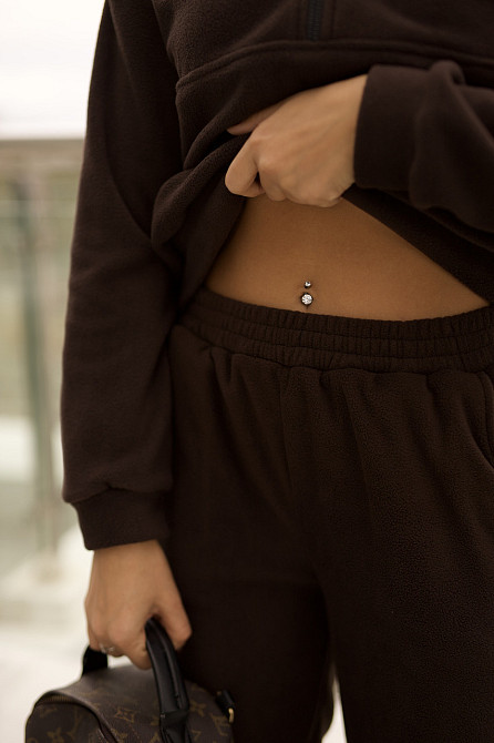 Спортивний костюм на флісі жіночий "Real" | Норма та батал Шоколадний, 50-52 Київ - фото 2